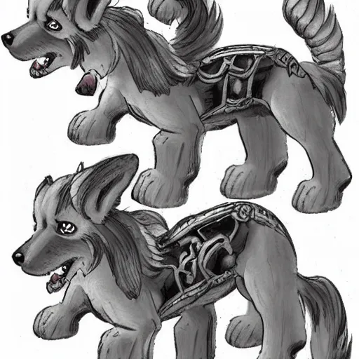 Image similar to A kawaii cute Cerberus in Equestria, she hound of Hades, is a multi-headed dog that guards the gates of the Underworld to prevent the dead from leaving