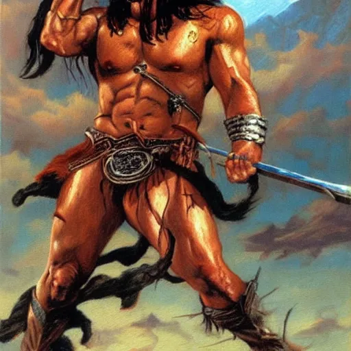 Image similar to conan the barbarian painting by earl norem