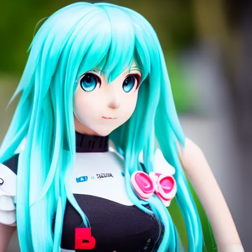 Image similar to portrait photo still of real life hatsune miku 8 k, 8 5 mm f 1. 8