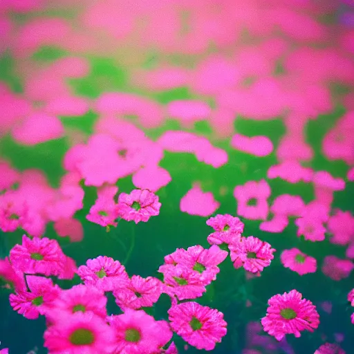 Prompt: colorful flowers film photography