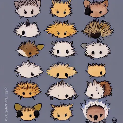 Image similar to baby hedgehogs in the style of cute anime