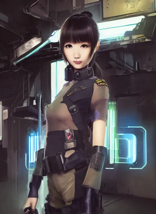 Image similar to biohazard portrait of angelababy, futuristic hong kong police uniform girl anime digital art, au naturel, hyper detailed, digital art, trending in artstation, cinematic lighting, studio quality, smooth render, unreal engine 5 rendered, octane rendered, art style by klimt and nixeu and ian sprigger and wlop and krenz cushart