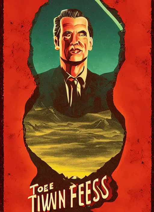 Prompt: twin peaks movie poster art by joe devito