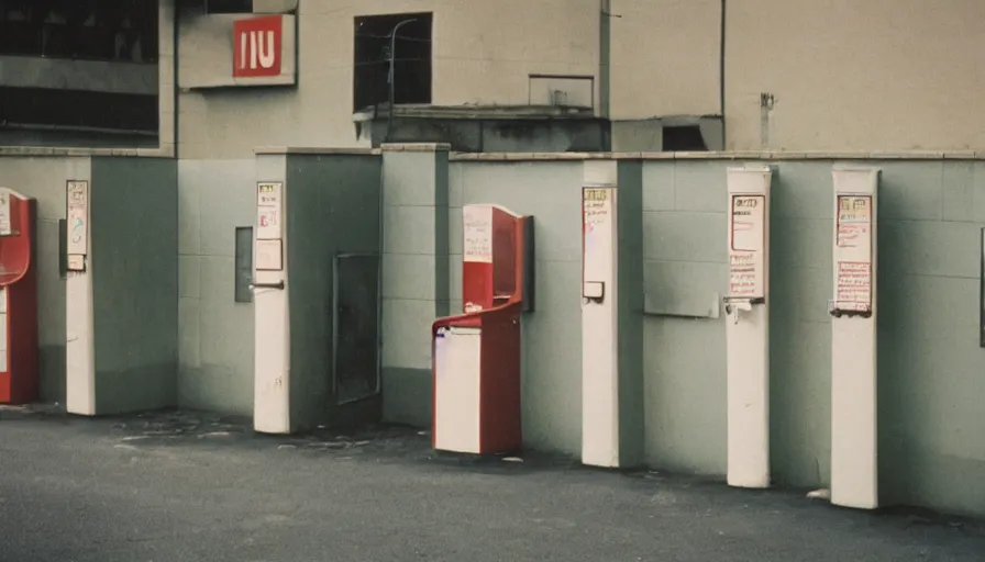 Image similar to 60s movie still of public toilets with one man cover in blood, cinestill 800t 50mm eastmancolor, liminal Space style, heavy grain-s 150