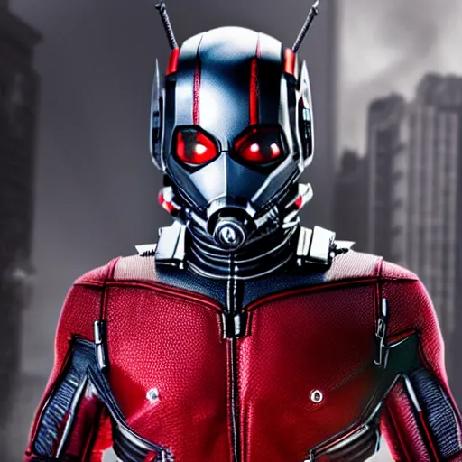 Prompt: ant-man with red hoodie, 4k realistic photo