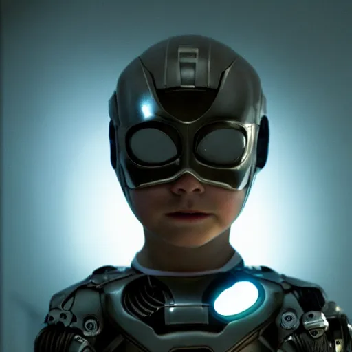 Prompt: movie still of boy super heroe cyborg, cinematic composition, cinematic light, by edgar wright