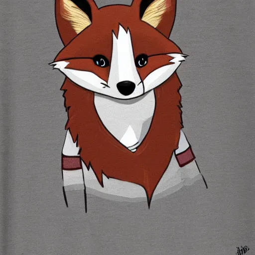 Image similar to fox wearing a funny tshirt, furry art artstation