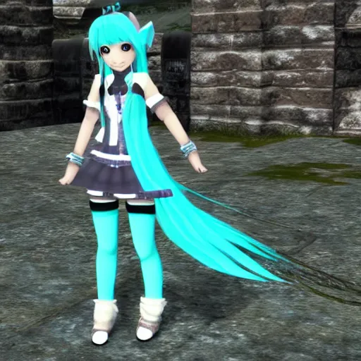 Image similar to Hatsune Miku in skyrim mod, screenshot
