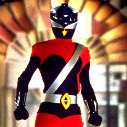 Image similar to crow power ranger, tv still, 1 9 9 7, tokusatsu,