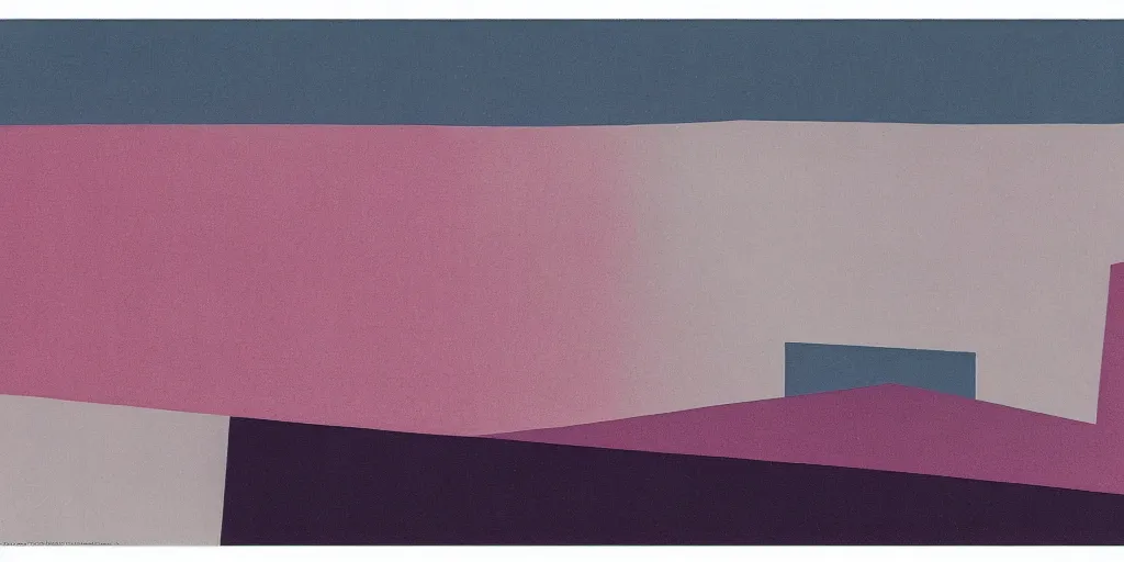 Image similar to narrow night landscape distant mountains bauhaus abstract by moholy nagy, laszlo, black blue magenta