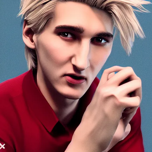 Image similar to a high quality photo of handsome gigachad XQC gambling, photorealism, 8k, artstation