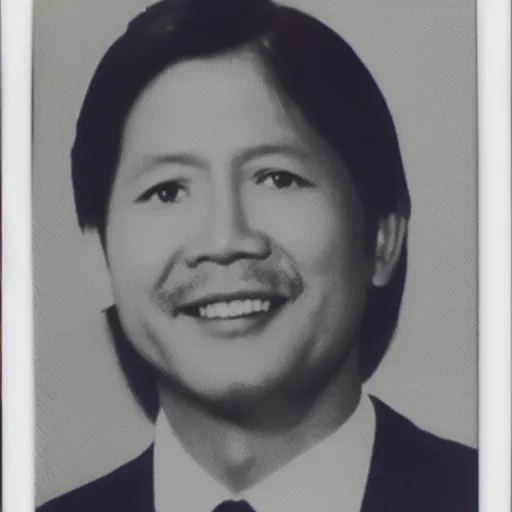 Prompt: a polaroid photo of BongBong Marcos as D.B. Cooper