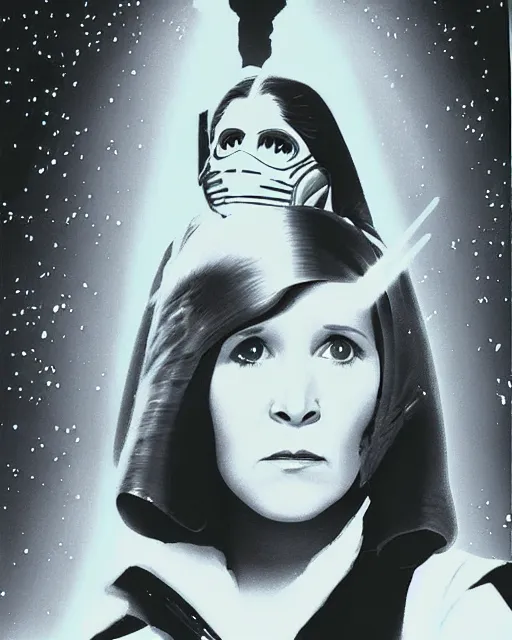 Image similar to carrie fisher in the empire strikes back, 1980, digital art, cdx