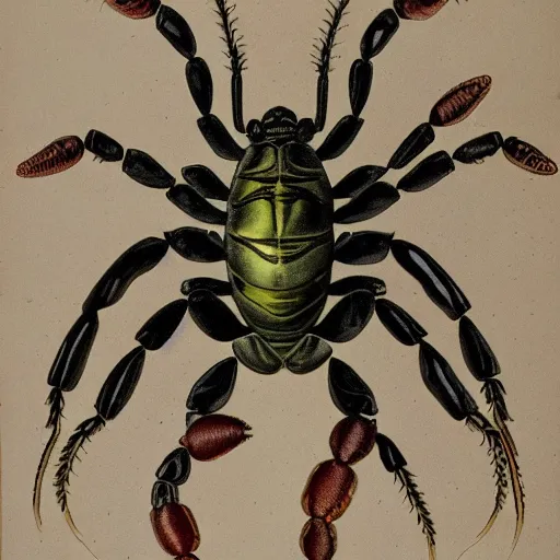 Prompt: a botanical illustration of a scorpion
