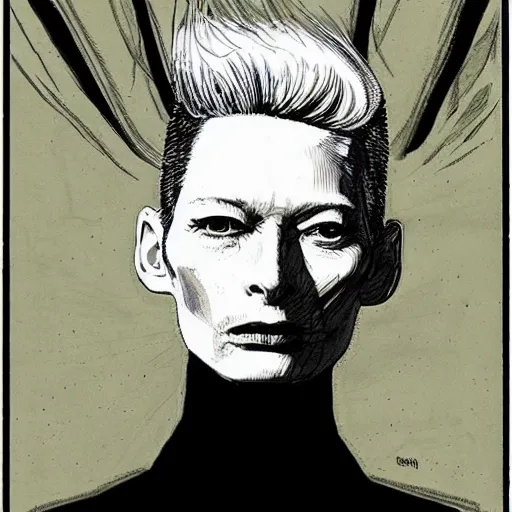 Image similar to tilda swinton, portrait, by guido crepax