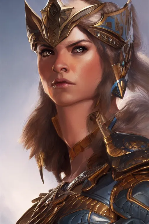 Image similar to amazon valkyrie athena, d & d, fantasy, portrait, highly detailed, headshot, digital painting, trending on artstation, concept art, sharp focus, illustration, art by artgerm and greg rutkowski and magali villeneuve