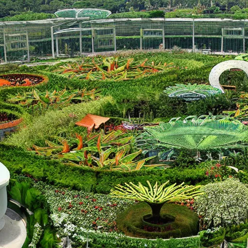 Prompt: gardens by the bay of earthly delights