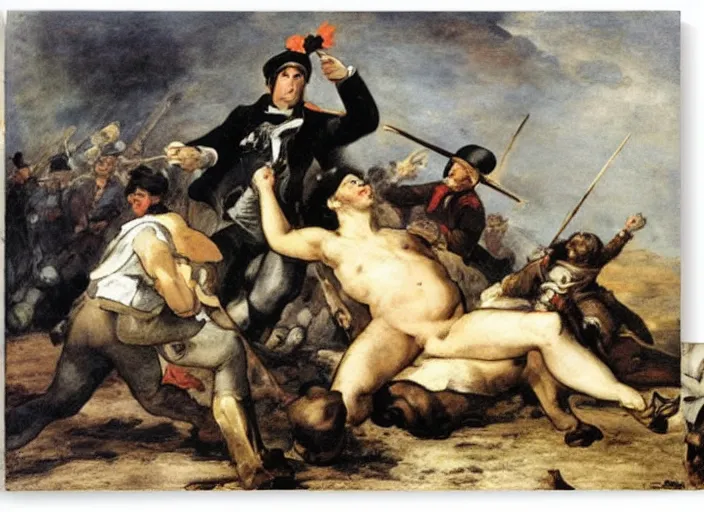 Image similar to romanticism painting of big chungus during the french revolution, by eugene delacroix