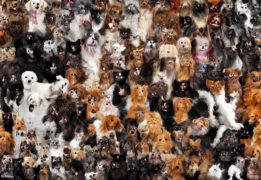 Image similar to creature dog-dog-cat-cat-dog-cat-dog-cat MESS, high resolution photograph