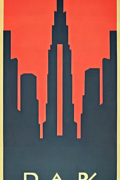 Image similar to propaganda poster of 1 9 5 0 s city futuristic design, dark, silhouette, symmetrical, washed out color, centered, art deco, 1 9 5 0's futuristic, glowing highlights, intense
