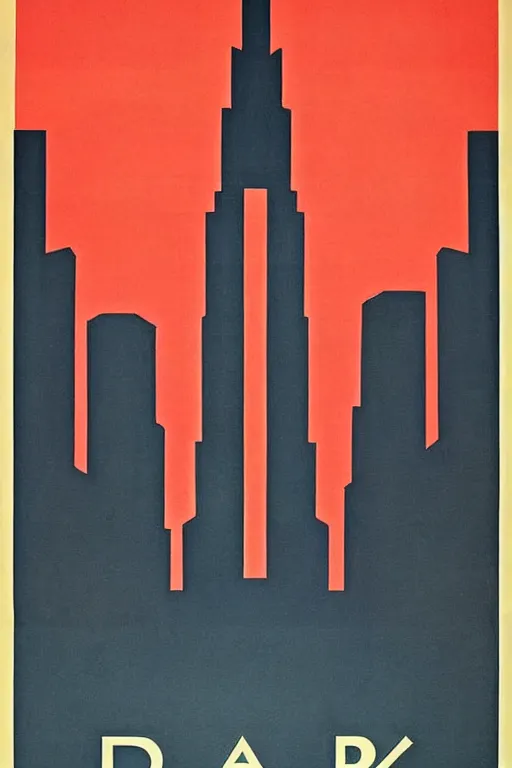 Prompt: propaganda poster of 1 9 5 0 s city futuristic design, dark, silhouette, symmetrical, washed out color, centered, art deco, 1 9 5 0's futuristic, glowing highlights, intense