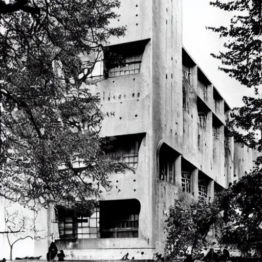 Image similar to beautiful complex brutalist building by Le Corbusier