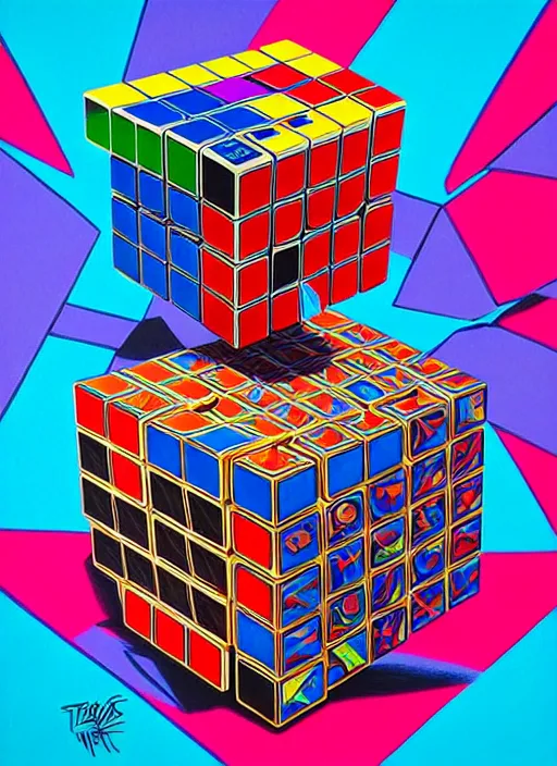 Image similar to rubik's cube transformer, tristan eaton, victo ngai, artgerm, rhads, ross draws