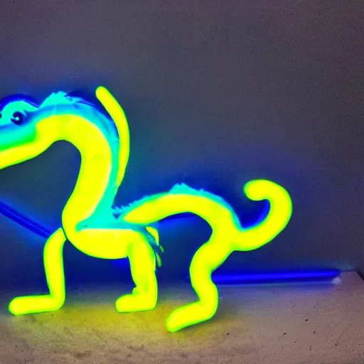 Image similar to neon blue and yellow super cool dragon