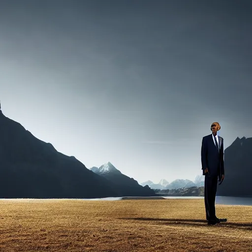 Prompt: a portrait of obama in a scenic environment by clemens ascher