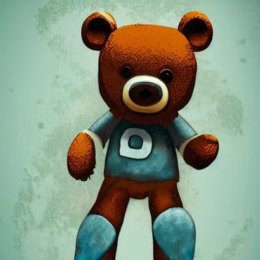 Prompt: grunge cartoon digital art of a teddy bear by - beeple , loony toons style, creepy themed, detailed, elegant, intricate