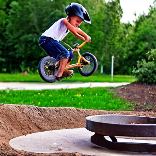 Image similar to kid jumping his bmx over a fire pit