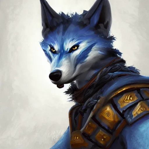 Prompt: anthropomorphic Azure samurai wolf, DnD character art portrait, oil painting, magic the gathering artwork, D&D, fantasy, cinematic lighting, centered, symmetrical, highly detailed, digital painting, artstation, concept art, smooth, sharp focus, illustration, volumetric lighting, epic Composition, 8k, art, DeviantArt, trending on Artstation, Jason Felix, Steve Argyle, Tyler Jacobson, Peter Mohrbacher, Greg Rutkowski, Craig Mullins, Frank Frazetta, cinematic lighting H- 768