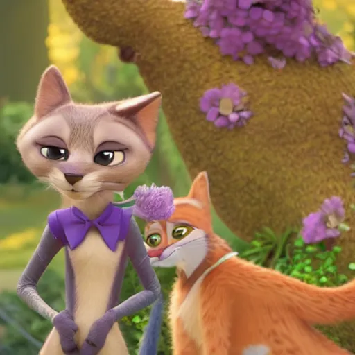 Image similar to princes jasmin, anthropomorphic cat, in the style of zootopia, highly detailed, far shot