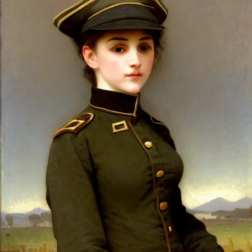 Image similar to adolphe bouguereau painting of an old anthropomorphic dog in an army uniform