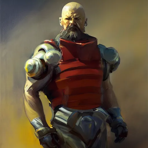 Image similar to greg manchess portrait painting of a soviet russian nuclear supersoldier, medium shot, asymmetrical, profile picture, organic painting, sunny day, matte painting, bold shapes, hard edges, street art, trending on artstation, by huang guangjian, gil elvgren, ruan jia, randy vargas, greg rutkowski