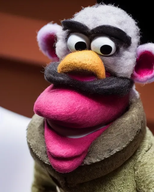 Image similar to stanley hudson as a muppet. highly detailed felt. hyper real photo. 4 k.