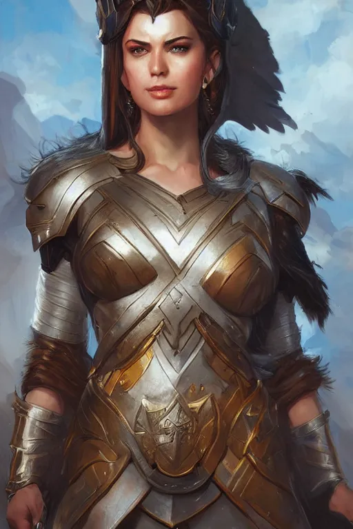 Image similar to amazon valkyrie athena, d & d, fantasy, portrait, highly detailed, headshot, digital painting, trending on artstation, concept art, sharp focus, illustration, art by artgerm and greg rutkowski and magali villeneuve