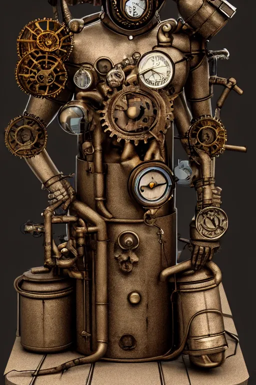 Image similar to hyper real photograph of a steampunk gogotte statue