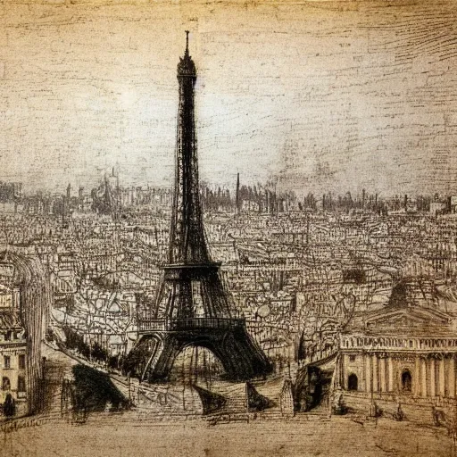 Image similar to realistic sketch of paris by leonardo da vinci