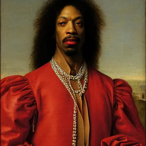 Image similar to renaissance portrait of Rick James, masterpiece by Eugene de Blaas