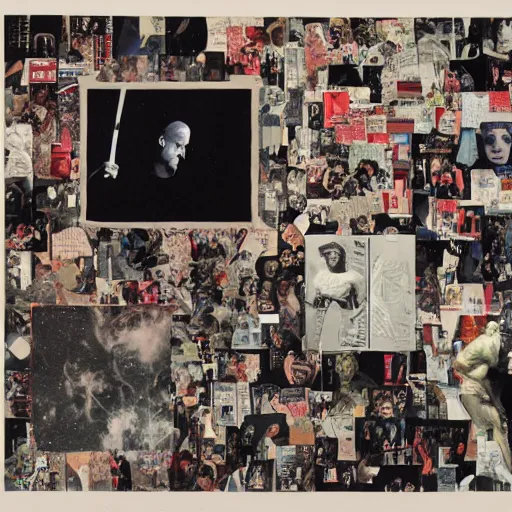 Prompt: a paper collage of armageddon, a god of death stands in the middle, kurt schwitters, richard hamilton, joe webb, chambliss giobbi, lynn skordal, derek gores, barbara kruger, jacques villegle.