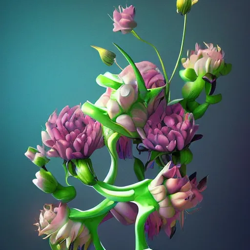 Prompt: a beautiful amazing art of flora addict out of curl noise splines by tom haugomat, serena malyon, maxim shirkov, alex pogrebniak and robin gundersen, trending on artstation, featured on behance, vision of chaos, octane render.