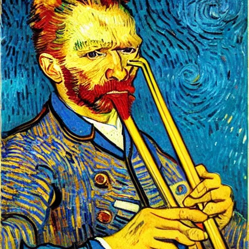 Prompt: trombonist, van gogh