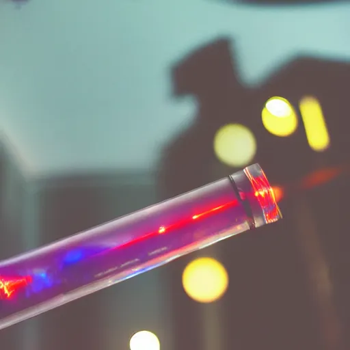 Prompt: a light saber with a lava lamp inside of it, photography