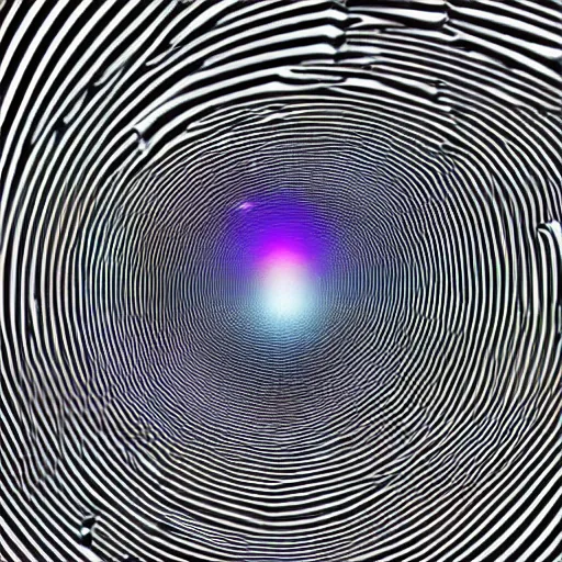 Image similar to 4 d expanding universe flattened in radial direction, viewed from inside, fractal wave interference