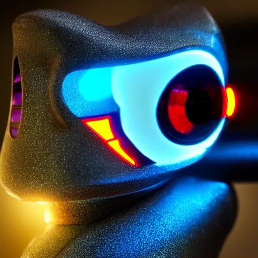 Image similar to a cybertronic duck, robotic, metallic, glowing eyes, high detail