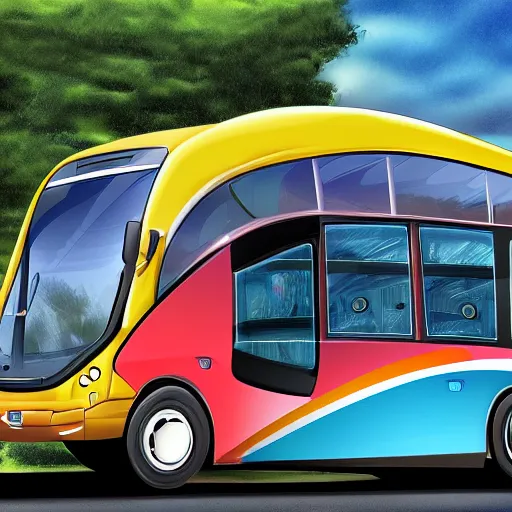 Image similar to cat - shaped bus, digital art