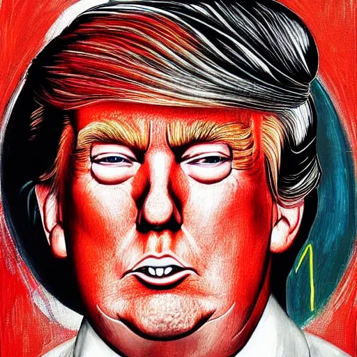 Image similar to donald trump painted in the style of aramaki, shinji