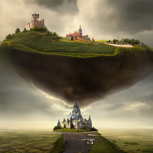 Image similar to a castle in the sky, digital art by erik johansson, 8 k resolution, hyper detailed, sharp focus