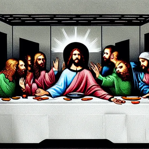 Image similar to Mc Donalds as the last supper with Ronald as Jesus